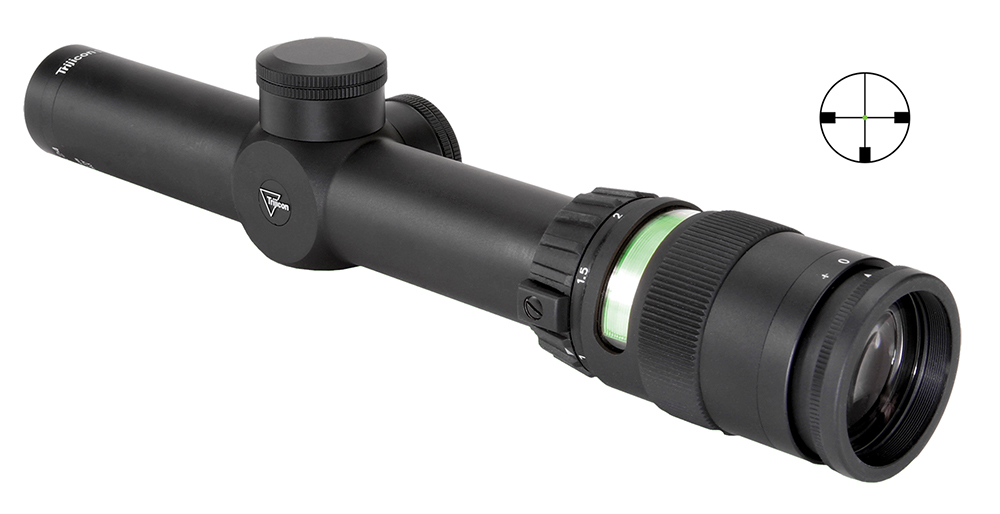 Trijicon AccuPoint 1-4×24 Riflescope, German #4 Reticle, Green Dot, Matte Black - scope with reticle inset