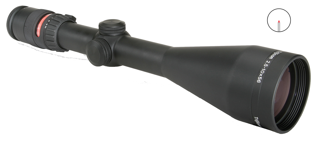 Trijicon AccuPoint 2.5-10×56 Riflescope, Red Triangle Post Reticle, Matte Black - scope with reticle inset
