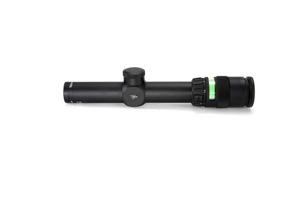 Trijicon AccuPoint 1-4×24 Riflescope, Duplex Reticle, Green Dot, Matte Black - scope exterior view