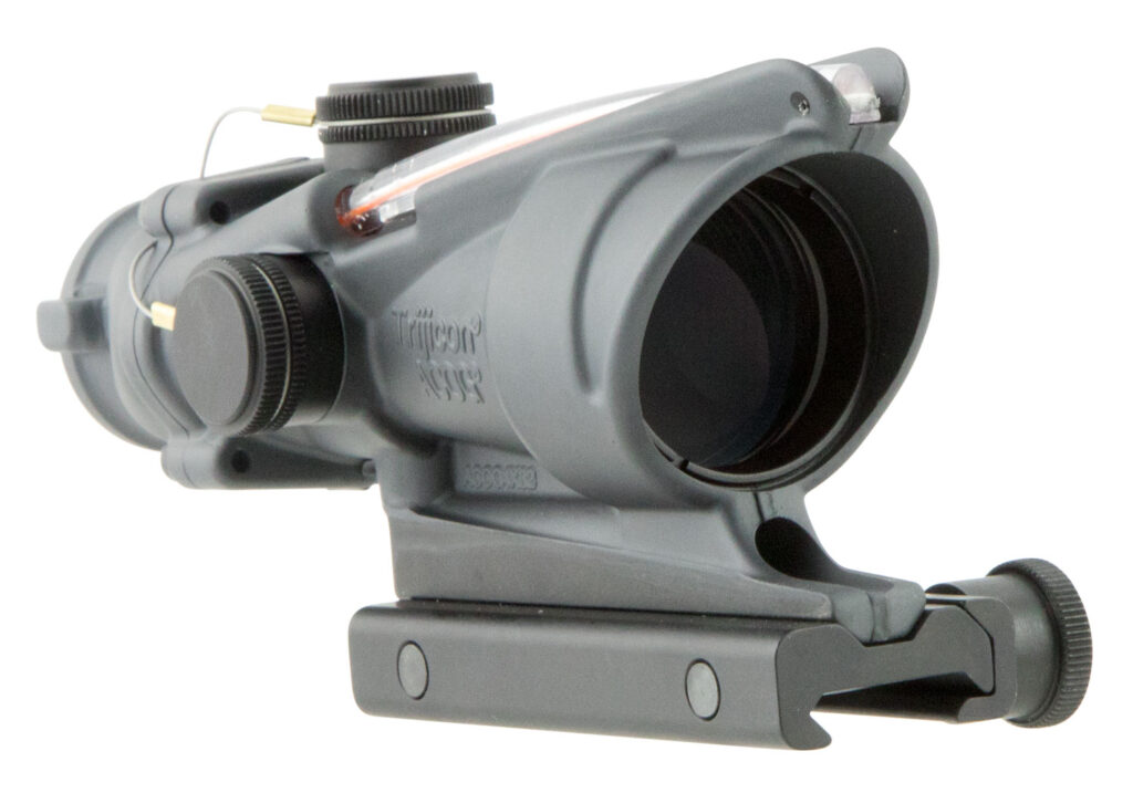 Trijicon ACOG 4×32 Riflescope, Red .223 Chevron Reticle, TA51 Mount, Sniper Gray