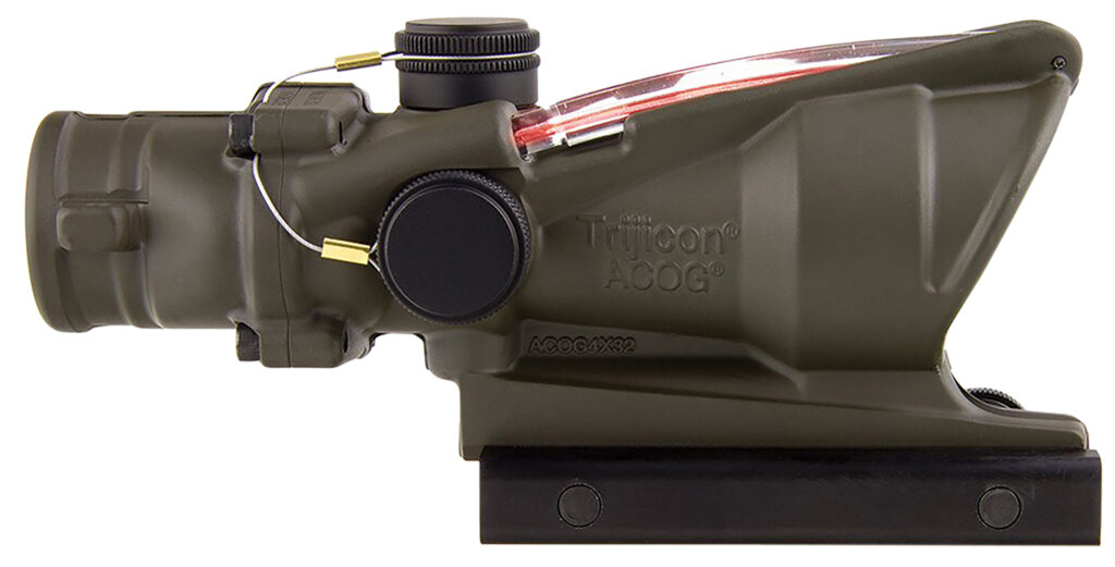 Trijicon ACOG 4×32 Riflescope, Red .223 Chevron Reticle, TA51 Mount, OD Green