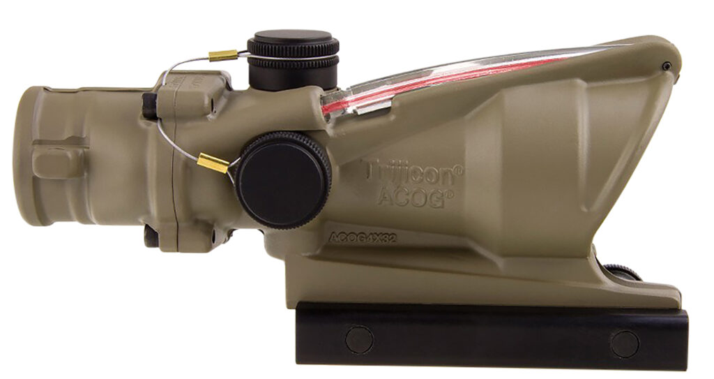Trijicon ACOG 4×32 Riflescope, Red .223 Chevron Reticle, TA51 Mount, Flat Dark Earth