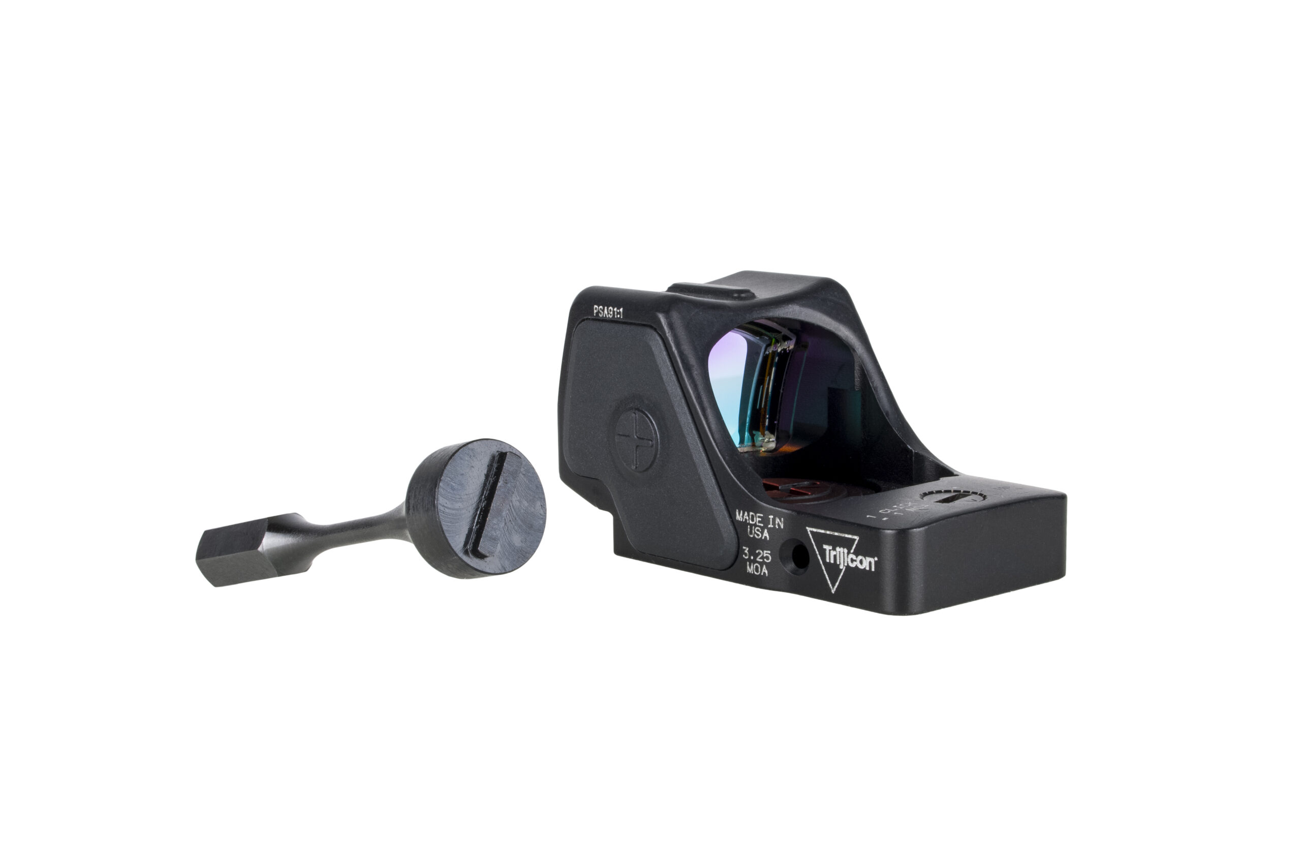 Trijicon SRO/RMR HD Battery Cap Tool - shown beside an RMR HD optic, optic not included