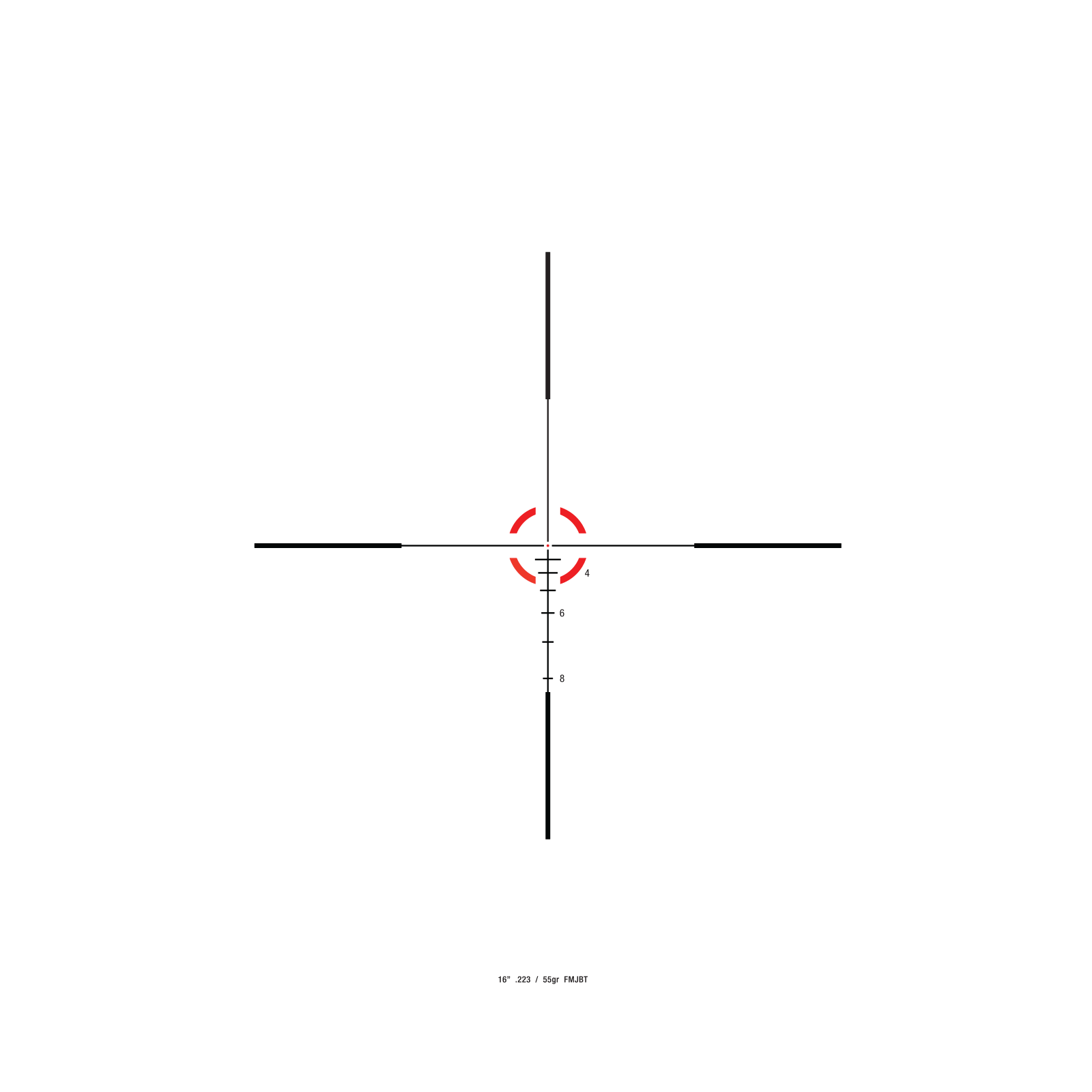 Trijicon Credo 1-6x24 red BDC Segmented Circle reticle diagram