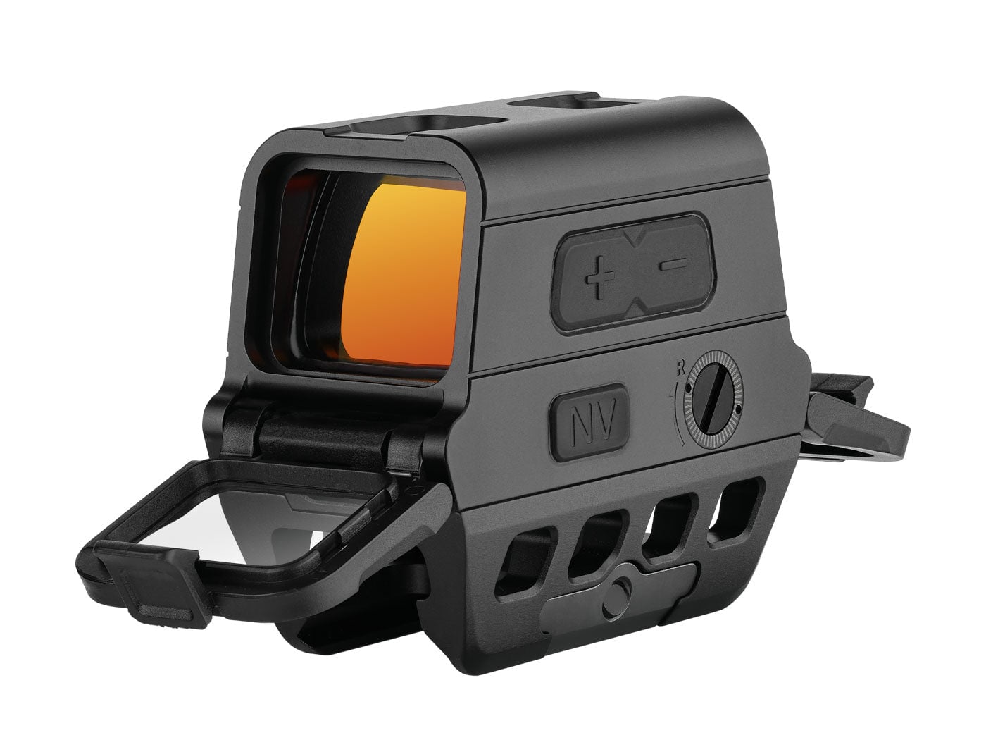 Osight R enclosed red dot sight with protective lens caps open