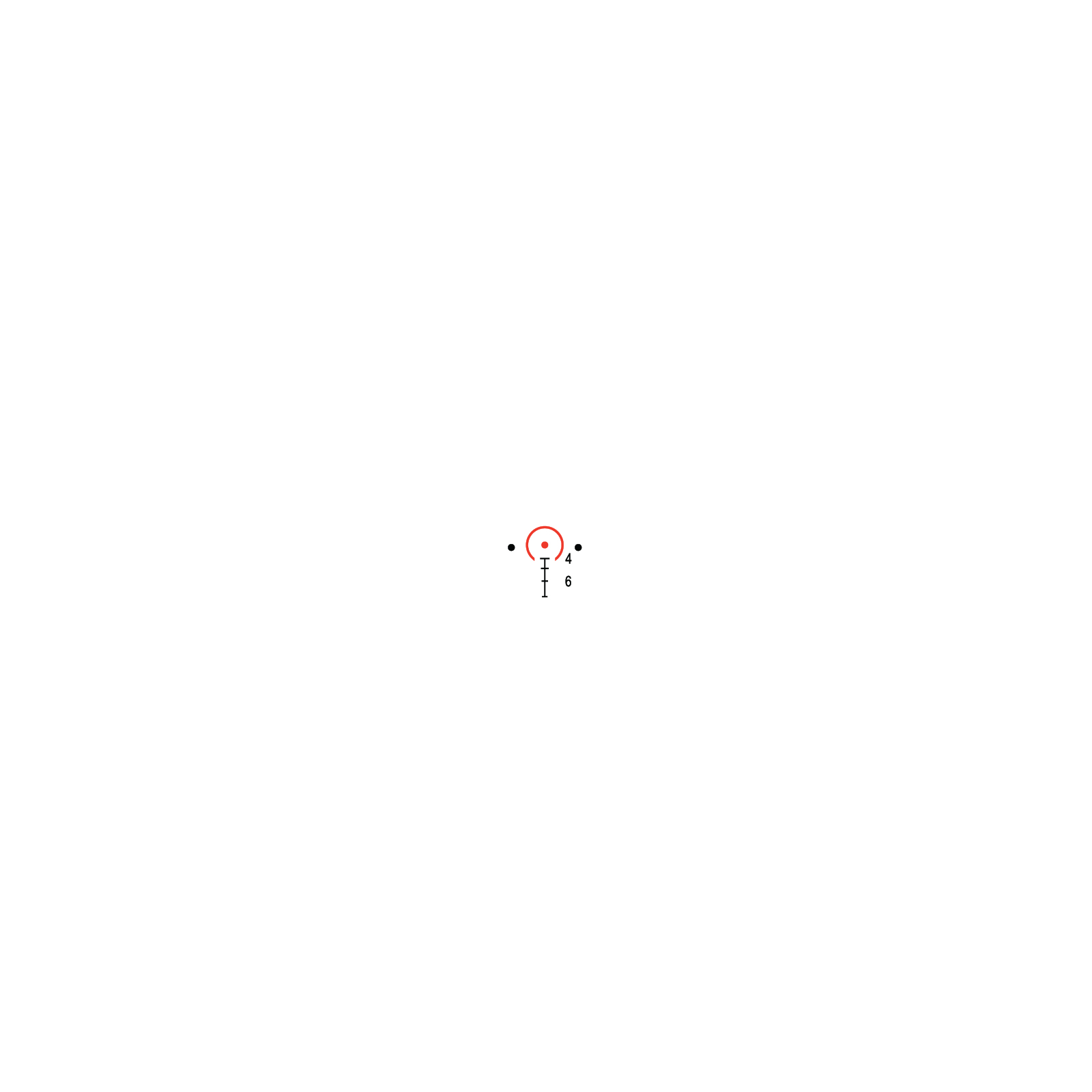 Trijicon Compact ACOG TA44-C-400413 red RTR .223 horseshoe/dot reticle diagram