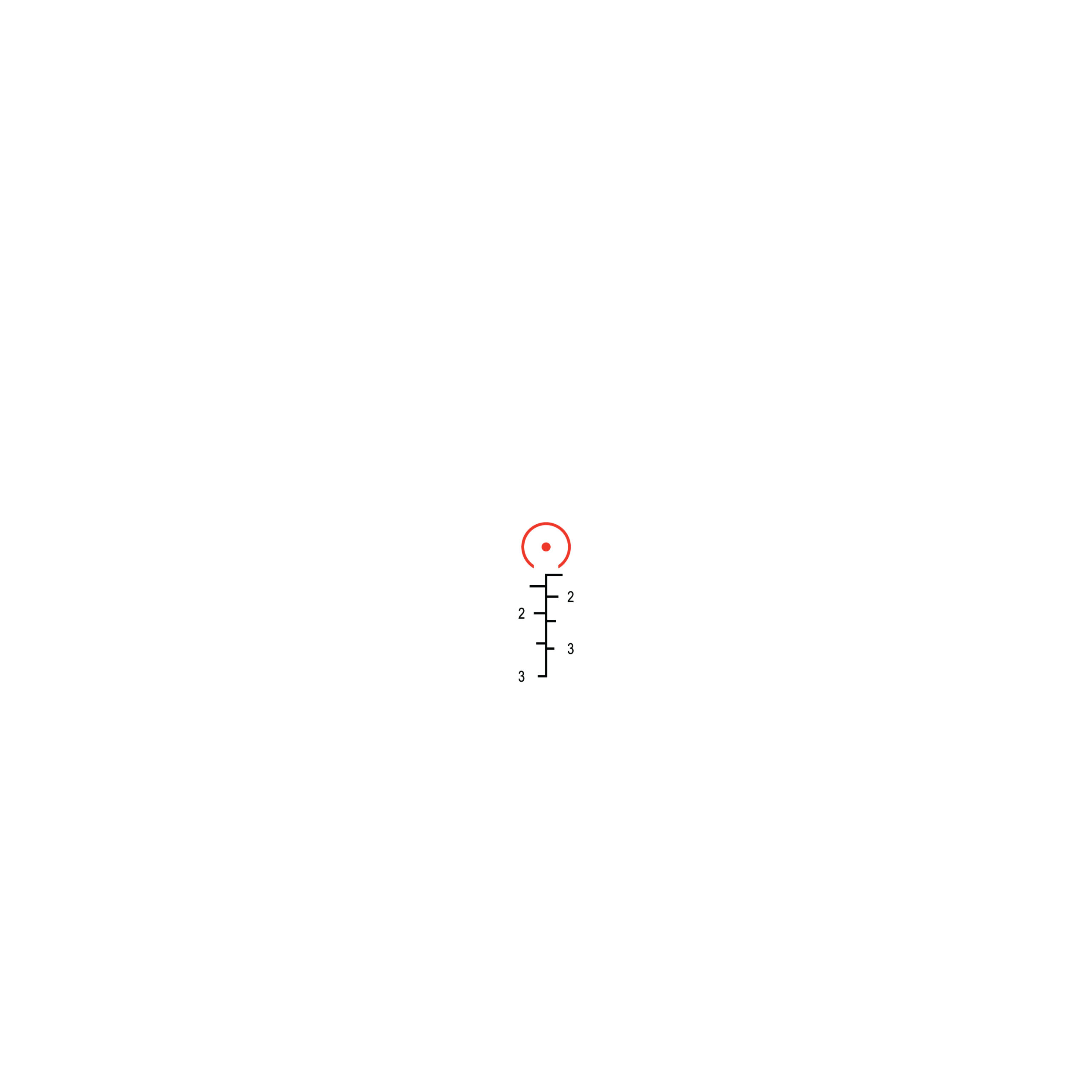 Trijicon Compact ACOG TA47-C-400410 red RTR 9mm PCC horseshoe/dot reticle diagram