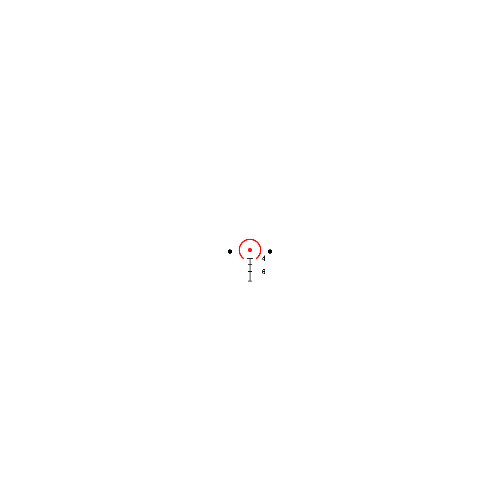 Trijicon Compact ACOG TA47-C-400414 red RTR .223 horseshoe/dot reticle diagram