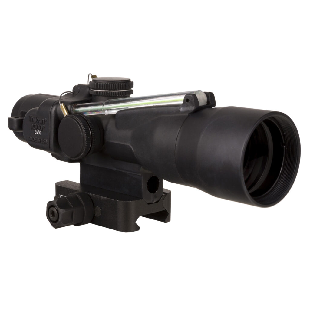 Trijicon Compact ACOG 3x30 Riflescope, Green 5.56/62gr Horseshoe/Dot Reticle, Q-LOC Mount, Black