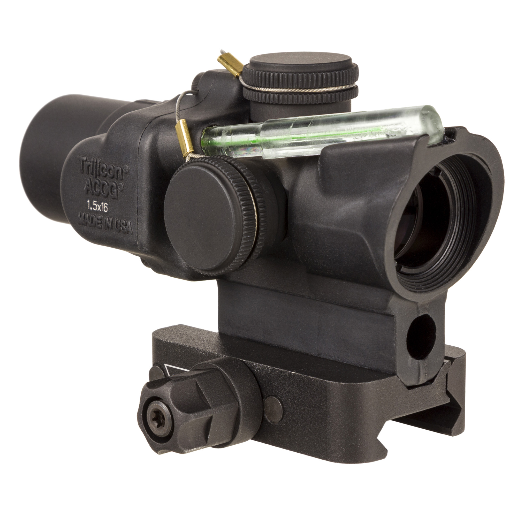 Trijicon Compact ACOG 1.5x16S scope with green fiber optic and Q-LOC mount