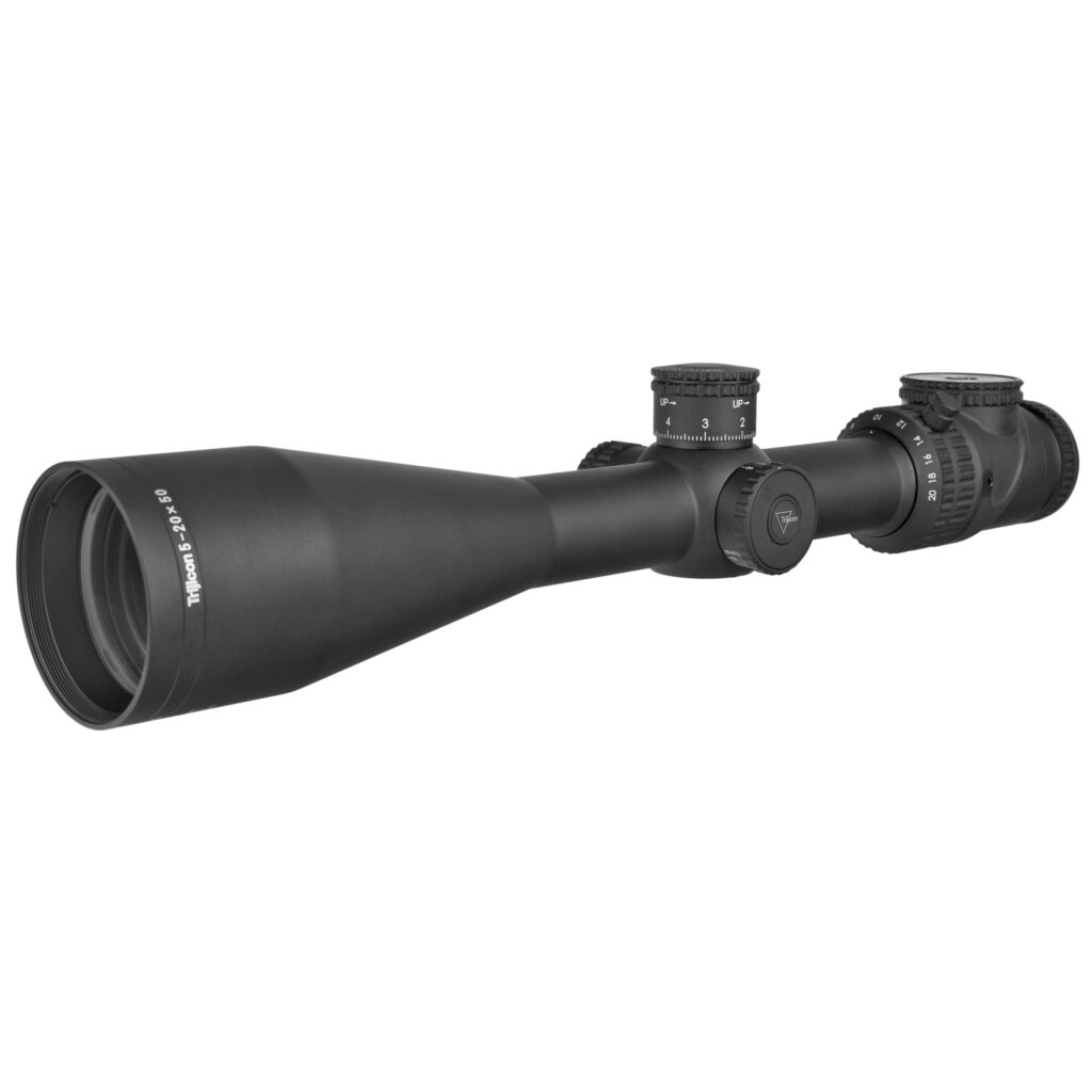 Trijicon AccuPoint 5-20×50 Riflescope, MRAD Ranging Reticle, Green Dot, Matte Black - scope exterior view