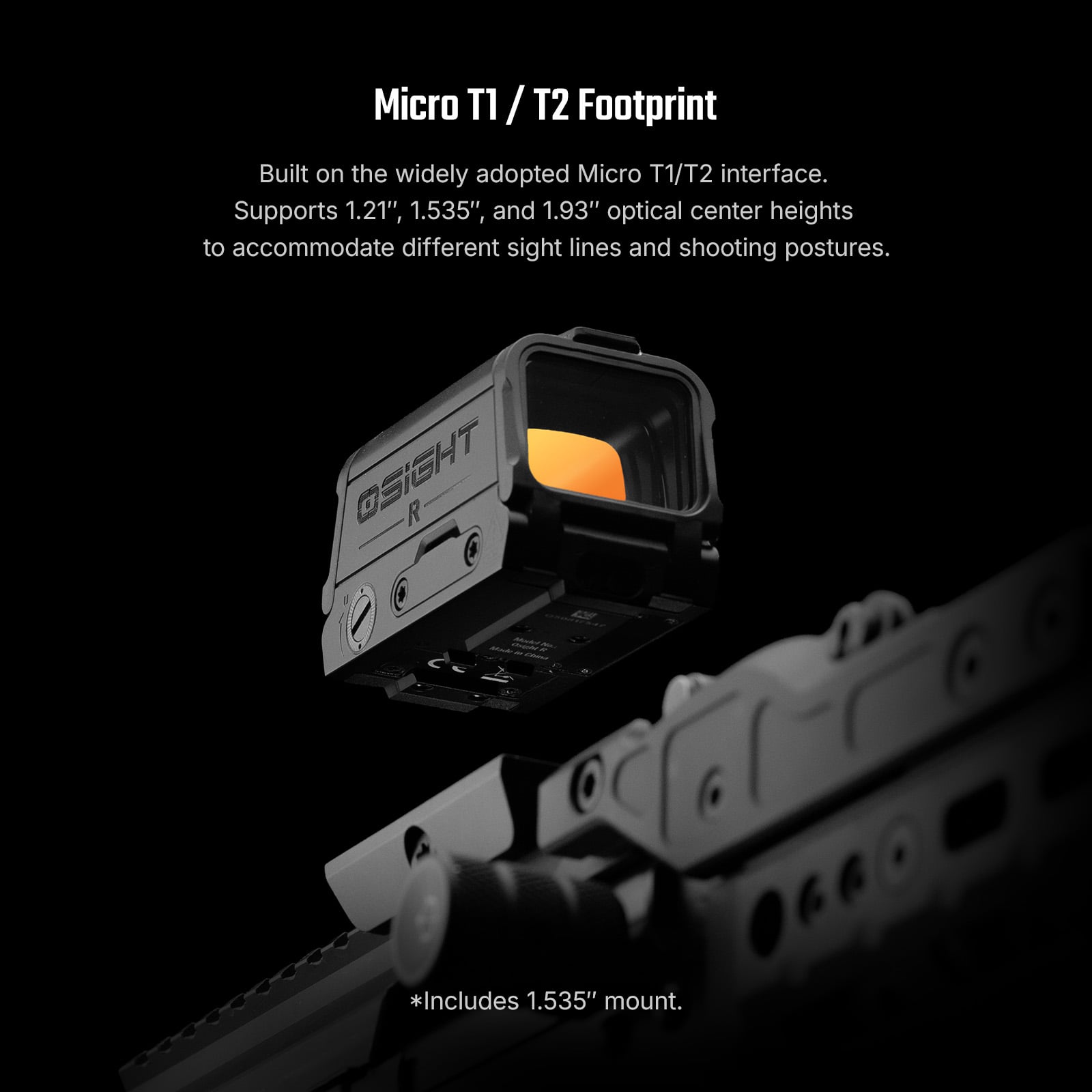 Osight R enclosed optic with Micro T1/T2 mounting footprint