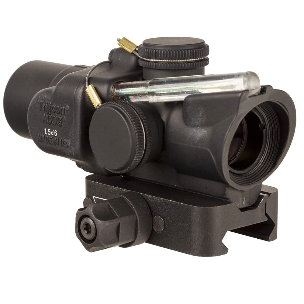 Trijicon Compact ACOG 1.5x16S Low-Height Riflescope, Green Ring & 2 MOA Dot Reticle, Q-LOC Mount, Black