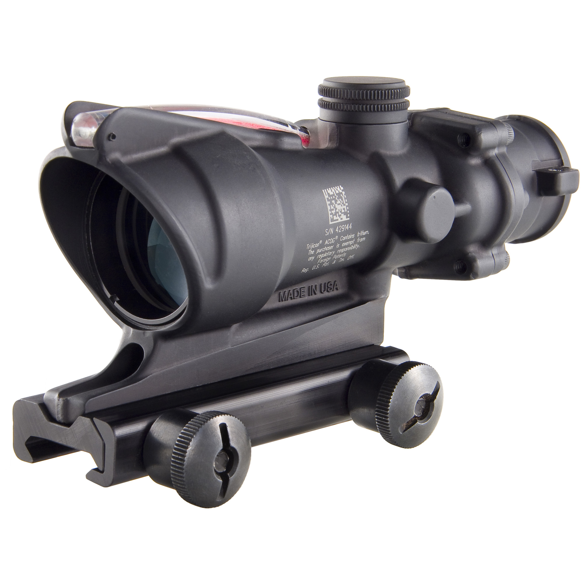 Trijicon ACOG TA31F 4×32 Riflescope, Red .223 Chevron Reticle, TA51 Mount, Black