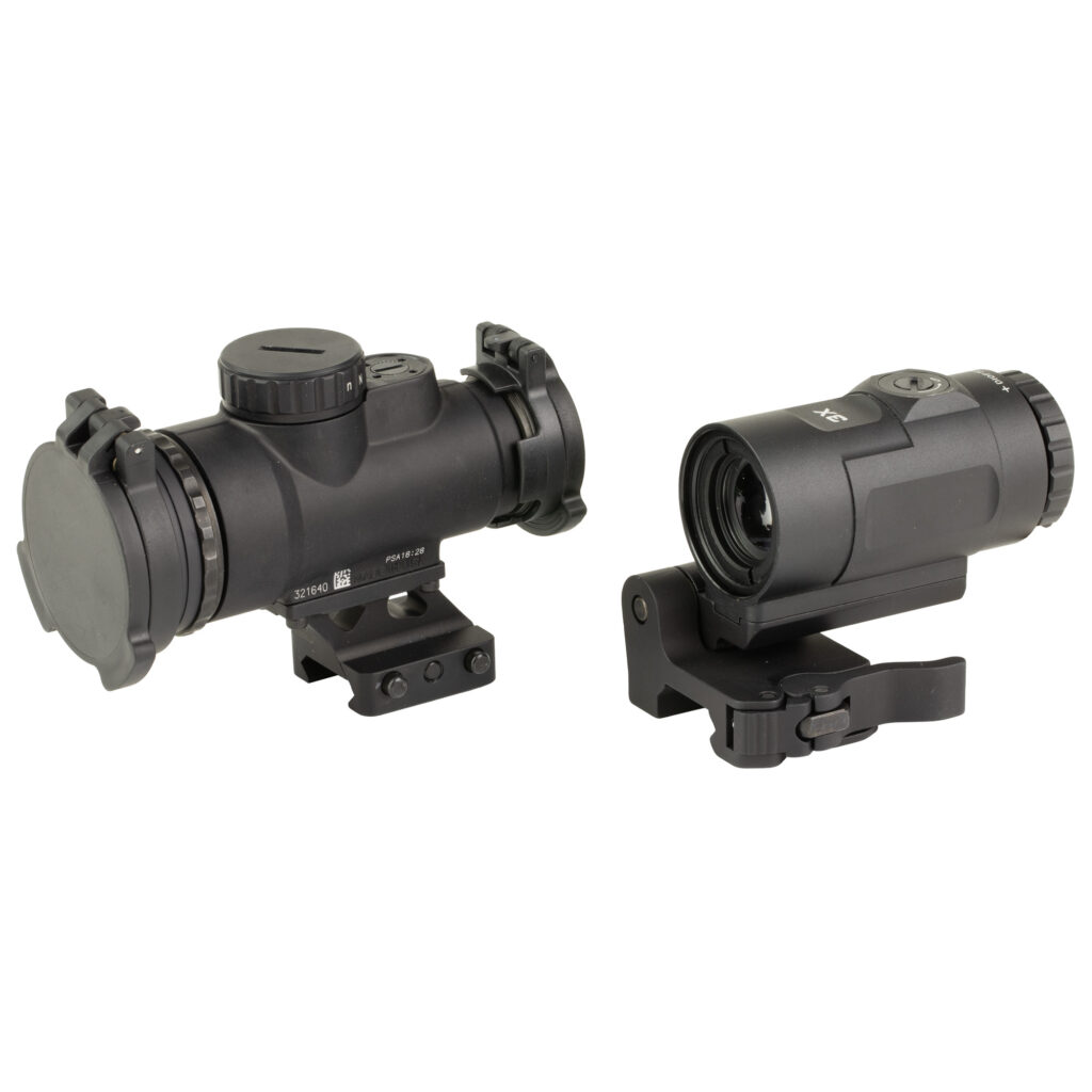 Trijicon MRO SD Patrol 1×25 2 MOA Red Dot Sight with 3x Magnifier, Full Co-Witness Q-LOC Mount, Black