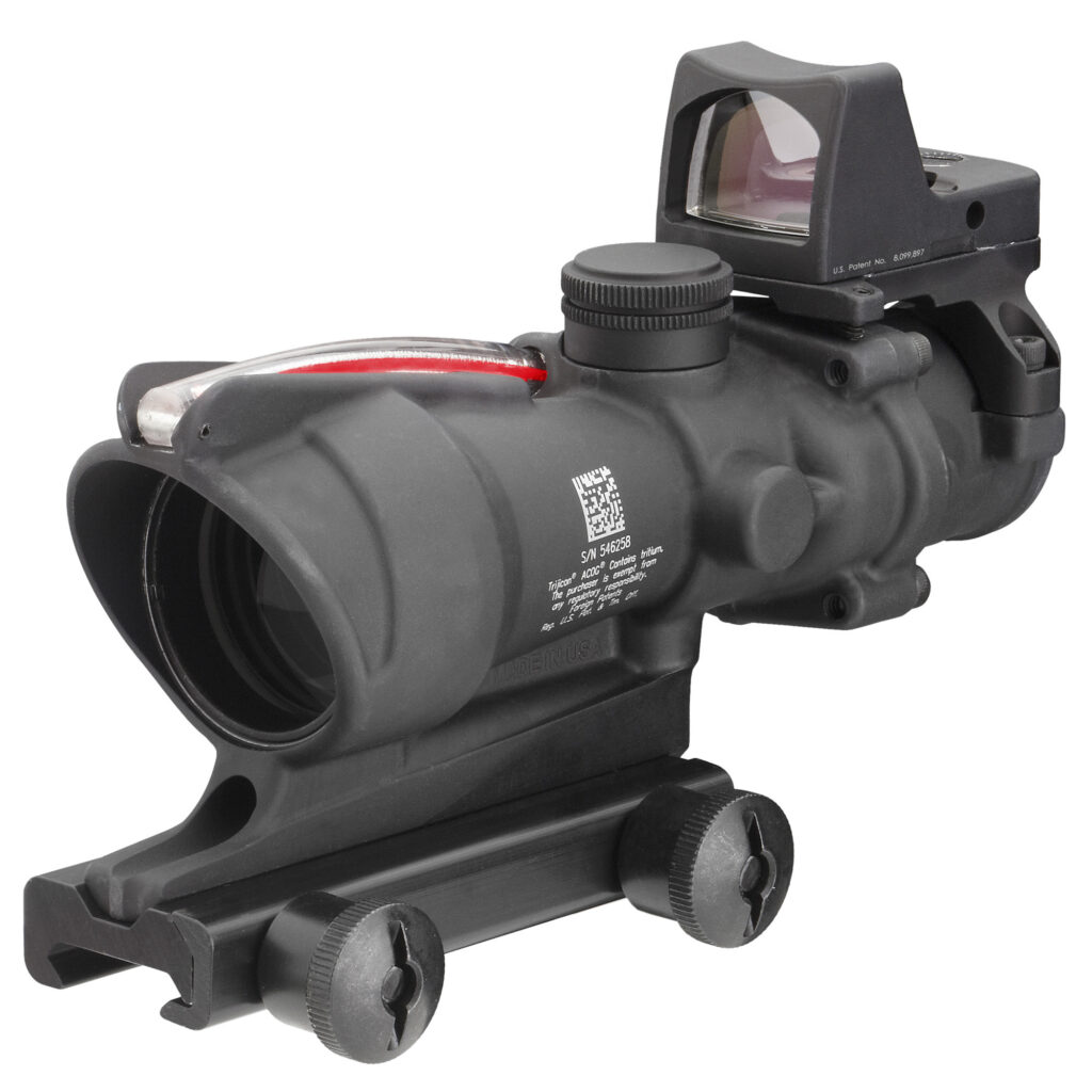 Trijicon ACOG 4×32 Riflescope with RMR Type 2, Red .223 Chevron Reticle, 3.25 MOA Red Dot, Black