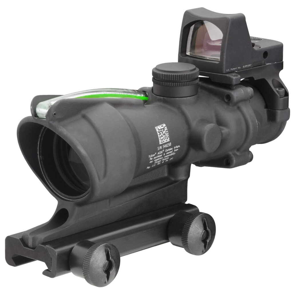 Trijicon ACOG 4×32 Riflescope with RMR Type 2, Green .223 Chevron Reticle, 3.25 MOA Red Dot, Black