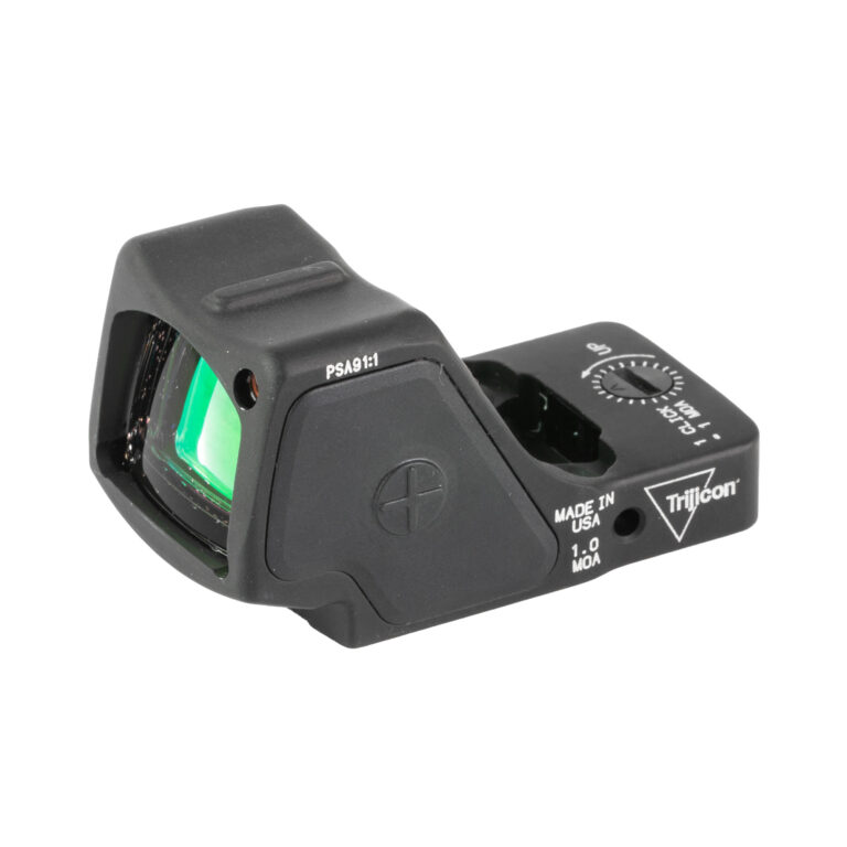 Trijicon RMR HD optic with an angular housing and top-loading battery cap