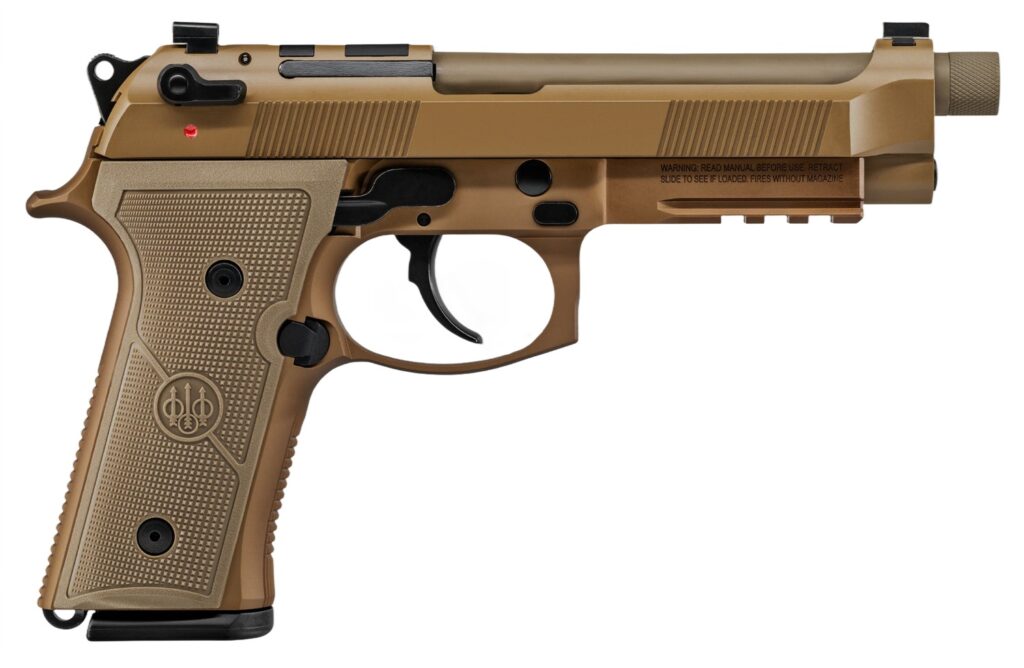 Beretta M9A4, 9mm Luger Pistol, 5.1" Threaded Barrel, FDE Cerakote, Optics Ready, 18+1 Capacity