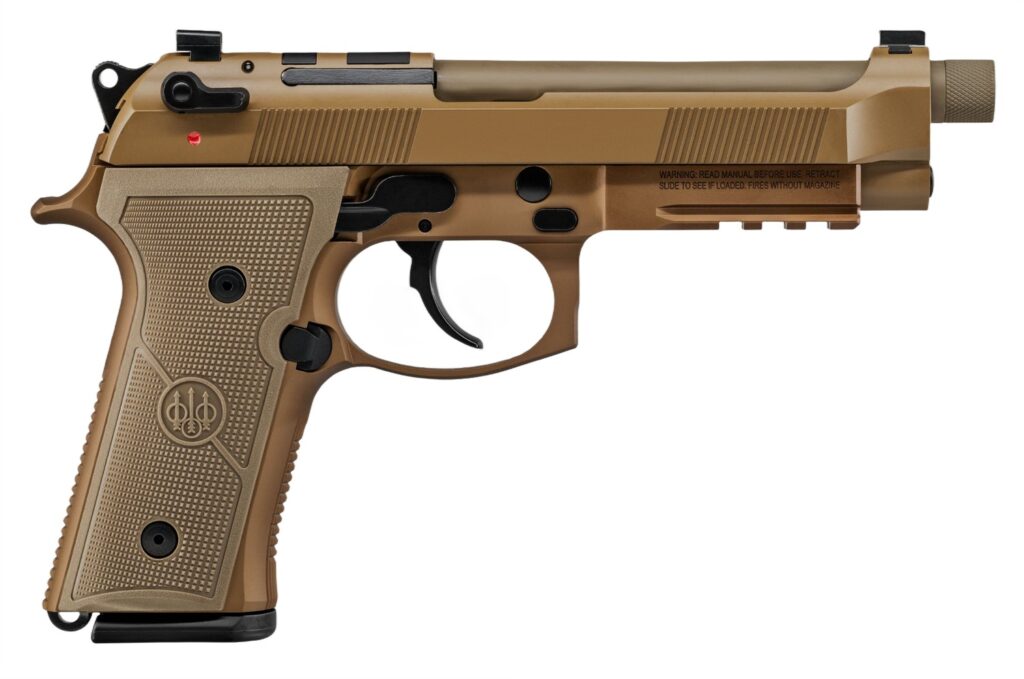 Beretta M9A4, 9mm Luger Pistol, 5.1" Threaded Barrel, FDE Cerakote, Optics Ready, 15+1 Capacity