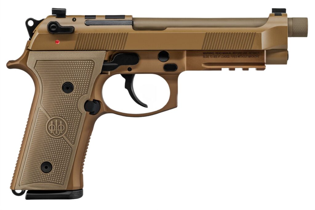 Beretta M9A4, 9mm Luger Pistol, 5.1" Threaded Barrel, FDE Cerakote, Optics Ready, 10+1 Capacity
