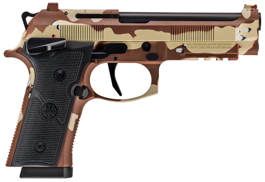 Beretta 92XI Combat SAO, 9mm Luger Pistol, 4.7" Barrel, Chocolate Chip Camo Cerakote, 15+1 Capacity
