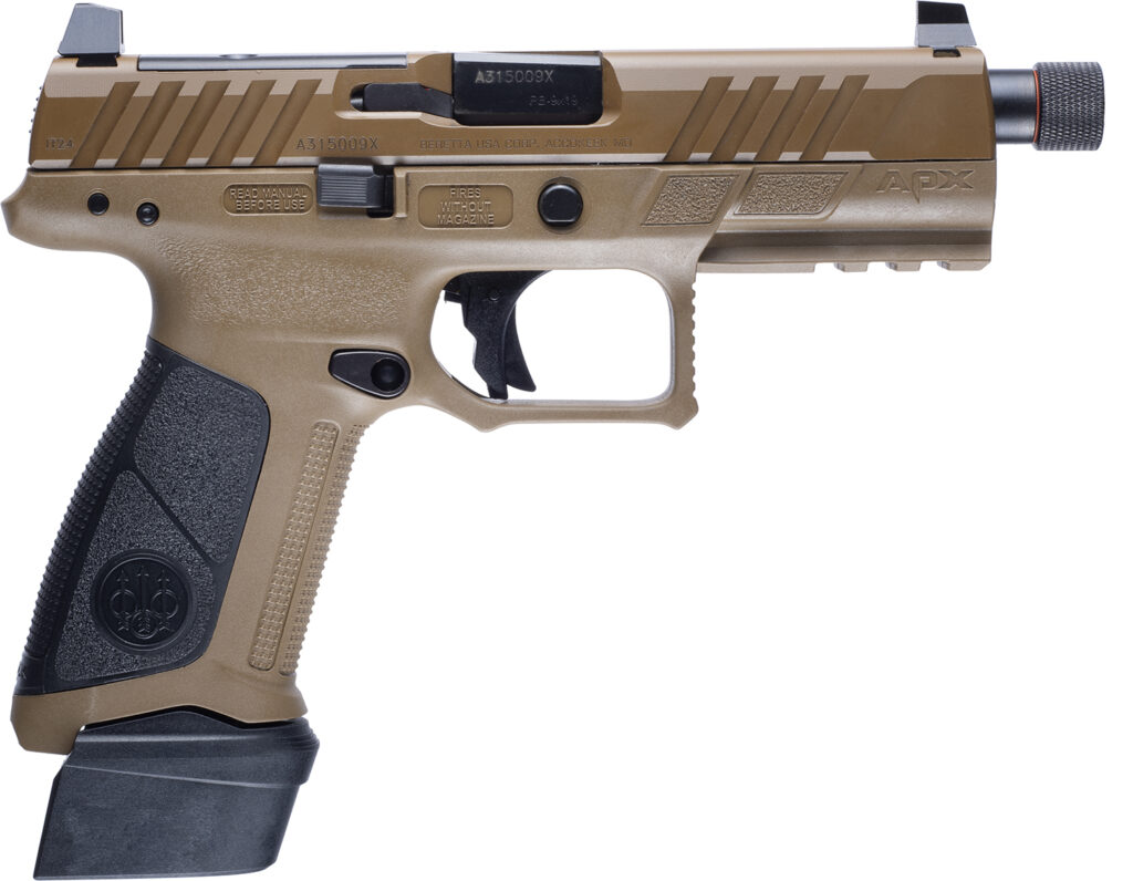 Beretta APX A1 Tactical, 9mm Luger Pistol, 4.8" Threaded Barrel, Flat Dark Earth, Optics Ready, 21+1 Capacity
