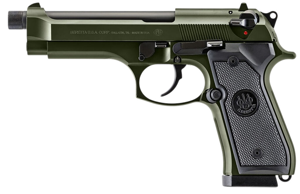 Beretta 92FS, 9mm Luger Pistol, 5.1" Threaded Barrel, OD Green Cerakote, 18+1 Capacity